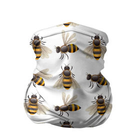 Бандана-труба 3D с принтом Пчелы в Санкт-Петербурге, 100% полиэстер, ткань с особыми свойствами — Activecool | плотность 150‒180 г/м2; хорошо тянется, но сохраняет форму | белый | желтый | крылья | мед | черный