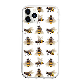 Чехол для iPhone 11 Pro матовый с принтом Пчелы в Санкт-Петербурге, Силикон |  | белый | желтый | крылья | мед | черный