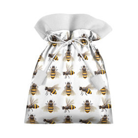 Подарочный 3D мешок с принтом Пчелы в Санкт-Петербурге, 100% полиэстер | Размер: 29*39 см | белый | желтый | крылья | мед | черный