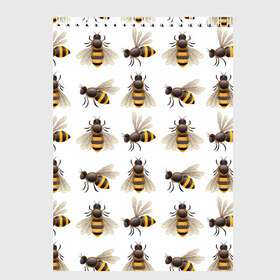 Скетчбук с принтом Пчелы в Санкт-Петербурге, 100% бумага
 | 48 листов, плотность листов — 100 г/м2, плотность картонной обложки — 250 г/м2. Листы скреплены сверху удобной пружинной спиралью | белый | желтый | крылья | мед | черный