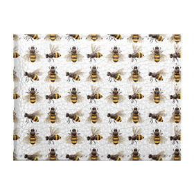 Обложка для студенческого билета с принтом Пчелы в Санкт-Петербурге, натуральная кожа | Размер: 11*8 см; Печать на всей внешней стороне | белый | желтый | крылья | мед | черный