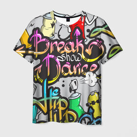 Мужская футболка 3D с принтом Graffiti в Санкт-Петербурге, 100% полиэфир | прямой крой, круглый вырез горловины, длина до линии бедер | Тематика изображения на принте: break | dance | graffiti | hip hop | rap | граффити | рэп | скейтборд | хип хоп