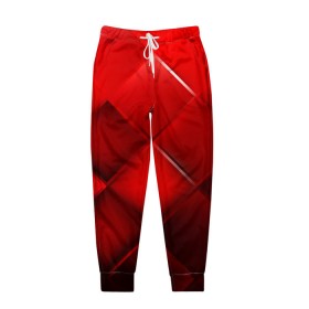 Мужские брюки 3D с принтом Red squares в Санкт-Петербурге, 100% полиэстер | манжеты по низу, эластичный пояс регулируется шнурком, по бокам два кармана без застежек, внутренняя часть кармана из мелкой сетки | абстракция | геометрия | квадрат | текстура