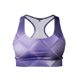 Женский спортивный топ 3D с принтом Фиолетовые грани в Санкт-Петербурге, 82% полиэстер, 18% спандекс Ткань безопасна для здоровья, позволяет коже дышать, не мнется и не растягивается |  | абстракция | геометрия | квадрат | текстура | фиолетовый