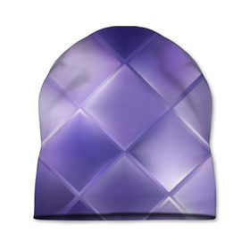 Шапка 3D с принтом Фиолетовые грани в Санкт-Петербурге, 100% полиэстер | универсальный размер, печать по всей поверхности изделия | Тематика изображения на принте: абстракция | геометрия | квадрат | текстура | фиолетовый