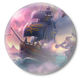 Значок с принтом Sea of thieves в Санкт-Петербурге,  металл | круглая форма, металлическая застежка в виде булавки | mmo | море | пират | пираты | сокровища | сокровище