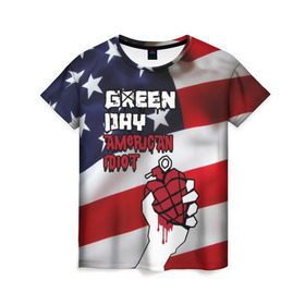 Женская футболка 3D с принтом Green Day American Idiot в Санкт-Петербурге, 100% полиэфир ( синтетическое хлопкоподобное полотно) | прямой крой, круглый вырез горловины, длина до линии бедер | american idiot | green day | альтернативный | билли джо армстронг | грин дей | группа | зелёный день | майк дёрнт | музыка | панк | поп | поппанк | рок | сша | тре кул | флаг