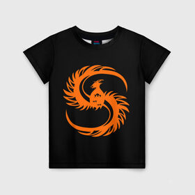 Детская футболка 3D с принтом phoenix в Санкт-Петербурге, 100% гипоаллергенный полиэфир | прямой крой, круглый вырез горловины, длина до линии бедер, чуть спущенное плечо, ткань немного тянется | Тематика изображения на принте: phenix | phoenix | огненная птица | огонь