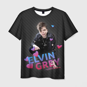 Мужская футболка 3D с принтом Love Elvin Grey в Санкт-Петербурге, 100% полиэфир | прямой крой, круглый вырез горловины, длина до линии бедер | Тематика изображения на принте: elvin grey | элвин грей