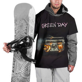 Накидка на куртку 3D с принтом Green Day магнитофон в огне в Санкт-Петербурге, 100% полиэстер |  | american idiot | green day | альтернативный | билли джо армстронг | грин дей | группа | зелёный день | майк дёрнт | музыка | панк | поп | поппанк | рок | тре кул