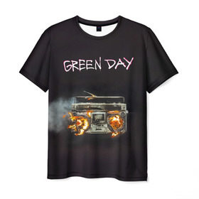 Мужская футболка 3D с принтом Green Day магнитофон в огне в Санкт-Петербурге, 100% полиэфир | прямой крой, круглый вырез горловины, длина до линии бедер | american idiot | green day | альтернативный | билли джо армстронг | грин дей | группа | зелёный день | майк дёрнт | музыка | панк | поп | поппанк | рок | тре кул