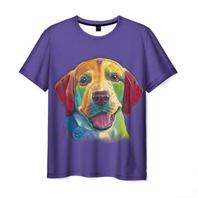 Мужская футболка 3D с принтом Лабрадор в Санкт-Петербурге, 100% полиэфир | прямой крой, круглый вырез горловины, длина до линии бедер | друг | животное | зверь | лабрадор | ретривер | собака | щенок