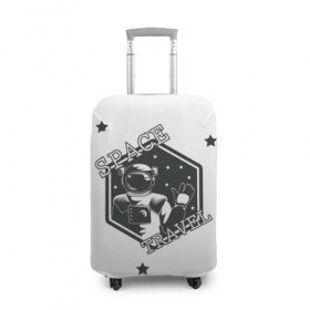 Чехол для чемодана 3D с принтом Space travel в Санкт-Петербурге, 86% полиэфир, 14% спандекс | двустороннее нанесение принта, прорези для ручек и колес | белый | звезды | космос | скафандр | черный