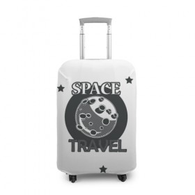 Чехол для чемодана 3D с принтом Space travel в Санкт-Петербурге, 86% полиэфир, 14% спандекс | двустороннее нанесение принта, прорези для ручек и колес | белый | звезды | космос | планета | черный