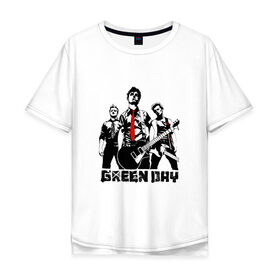 Мужская футболка хлопок Oversize с принтом Группа Green Day в Санкт-Петербурге, 100% хлопок | свободный крой, круглый ворот, “спинка” длиннее передней части | american idiot | green day | альтернативный | билли джо армстронг | грин дей | группа | зелёный день | майк дёрнт | музыка | надпись | панк | поп | поппанк | рок | тре кул