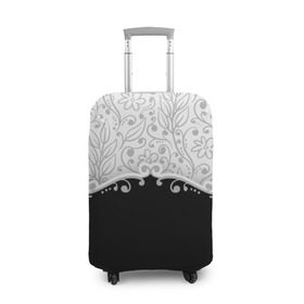 Чехол для чемодана 3D с принтом Флористика в Санкт-Петербурге, 86% полиэфир, 14% спандекс | двустороннее нанесение принта, прорези для ручек и колес | лист | серый | узор | цветы | черный