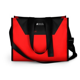 Сумка-шоппер 3D с принтом AC Milan - Red & Black в Санкт-Петербурге, 100% полиэстер | застегивается на металлическую кнопку; внутренний карман застегивается на молнию. Стенки укреплены специальным мягким материалом, чтобы защитить содержимое от несильных ударов
 | 