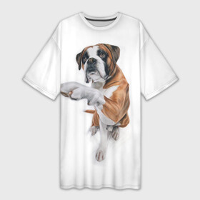 Платье-футболка 3D с принтом Боксер в Санкт-Петербурге,  |  | боксер | друг | дружба | животное | пес | собака