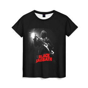 Женская футболка 3D с принтом Black Sabbath в Санкт-Петербурге, 100% полиэфир ( синтетическое хлопкоподобное полотно) | прямой крой, круглый вырез горловины, длина до линии бедер | black sabbath | ozzy osbourne | билл уорд | гизер батлер | гитара | группа | метал | музыка | надпись | оззи | осборн | песни | рок | солист | тони айомми | хард рок | хеви метал