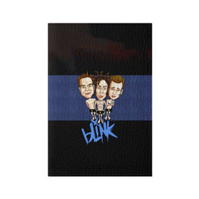 Обложка для паспорта матовая кожа с принтом Группа Blink-182 в Санкт-Петербурге, натуральная матовая кожа | размер 19,3 х 13,7 см; прозрачные пластиковые крепления | blink | альтернативный рок | блинк | группа | марк хоппус | музыка | мэтт скиба | надпись | панк | панк рок | песни | поп панк | рок | синий | скейт панк | трэвис баркер