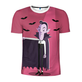 Мужская футболка 3D спортивная с принтом Дракула в Санкт-Петербурге, 100% полиэстер с улучшенными характеристиками | приталенный силуэт, круглая горловина, широкие плечи, сужается к линии бедра | dracula | halloween | helloween | вампир | день всех святых | детям | для детей | хеллоуин | хеловин | хэллоуин