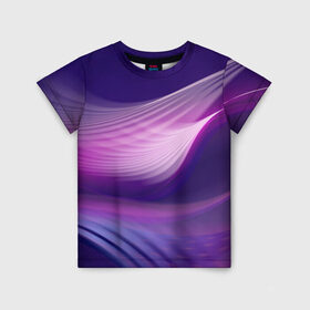 Детская футболка 3D с принтом Фиолетовые Волны в Санкт-Петербурге, 100% гипоаллергенный полиэфир | прямой крой, круглый вырез горловины, длина до линии бедер, чуть спущенное плечо, ткань немного тянется | линии | узоры | фиолетовый | цвет