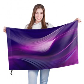 Флаг 3D с принтом Фиолетовые Волны в Санкт-Петербурге, 100% полиэстер | плотность ткани — 95 г/м2, размер — 67 х 109 см. Принт наносится с одной стороны | линии | узоры | фиолетовый | цвет