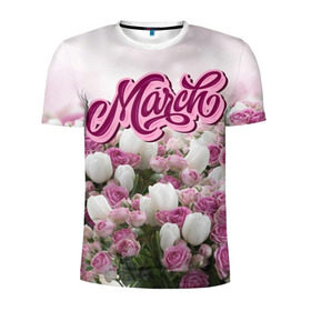 Мужская футболка 3D спортивная с принтом 8 Марта в Санкт-Петербурге, 100% полиэстер с улучшенными характеристиками | приталенный силуэт, круглая горловина, широкие плечи, сужается к линии бедра | 8 марта | march | девушкам | женщинам | март | модные | небо | подарки | подарок | праздник | природа | растения | розы | тренды | тюльпаны | цветы