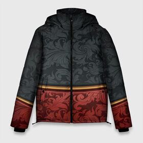 Мужская зимняя куртка 3D с принтом Узоры Black and Red в Санкт-Петербурге, верх — 100% полиэстер; подкладка — 100% полиэстер; утеплитель — 100% полиэстер | длина ниже бедра, свободный силуэт Оверсайз. Есть воротник-стойка, отстегивающийся капюшон и ветрозащитная планка. 

Боковые карманы с листочкой на кнопках и внутренний карман на молнии. | красный | узоры | цветы | черный