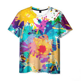 Мужская футболка 3D с принтом Пятна краски в Санкт-Петербурге, 100% полиэфир | прямой крой, круглый вырез горловины, длина до линии бедер | абстракция | брызги | краска | пятно