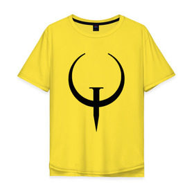 Мужская футболка хлопок Oversize с принтом Quake champions в Санкт-Петербурге, 100% хлопок | свободный крой, круглый ворот, “спинка” длиннее передней части | arena | champions | quakecon | квейк | квэйк | чемпионы | шутер