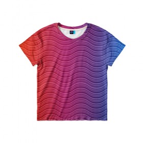 Детская футболка 3D с принтом Цветные волны в Санкт-Петербурге, 100% гипоаллергенный полиэфир | прямой крой, круглый вырез горловины, длина до линии бедер, чуть спущенное плечо, ткань немного тянется | Тематика изображения на принте: 
