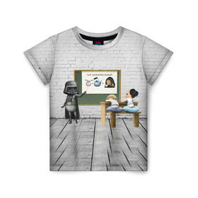 Детская футболка 3D с принтом Вейдер-учитель в Санкт-Петербурге, 100% гипоаллергенный полиэфир | прямой крой, круглый вырез горловины, длина до линии бедер, чуть спущенное плечо, ткань немного тянется | 
