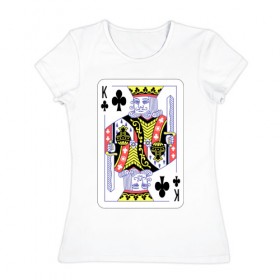 Женская футболка хлопок с принтом Король треф в Санкт-Петербурге, 100% хлопок | прямой крой, круглый вырез горловины, длина до линии бедер, слегка спущенное плечо | карты | колода | крести | масть