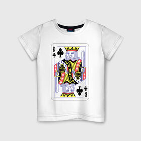 Детская футболка хлопок с принтом Король треф в Санкт-Петербурге, 100% хлопок | круглый вырез горловины, полуприлегающий силуэт, длина до линии бедер | карты | колода | крести | масть