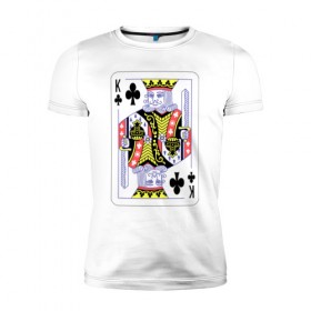 Мужская футболка премиум с принтом Король треф в Санкт-Петербурге, 92% хлопок, 8% лайкра | приталенный силуэт, круглый вырез ворота, длина до линии бедра, короткий рукав | карты | колода | крести | масть