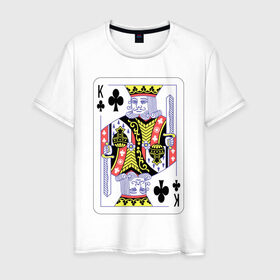 Мужская футболка хлопок с принтом Король треф в Санкт-Петербурге, 100% хлопок | прямой крой, круглый вырез горловины, длина до линии бедер, слегка спущенное плечо. | карты | колода | крести | масть