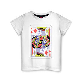 Детская футболка хлопок с принтом Король буби в Санкт-Петербурге, 100% хлопок | круглый вырез горловины, полуприлегающий силуэт, длина до линии бедер | Тематика изображения на принте: азарт | атласная | бубей | бубны | карты | колода | масть