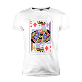 Мужская футболка премиум с принтом Король буби в Санкт-Петербурге, 92% хлопок, 8% лайкра | приталенный силуэт, круглый вырез ворота, длина до линии бедра, короткий рукав | азарт | атласная | бубей | бубны | карты | колода | масть