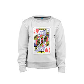 Детский свитшот хлопок с принтом Король черви в Санкт-Петербурге, 100% хлопок | круглый вырез горловины, эластичные манжеты, пояс и воротник | азарт | атласная | карты | колода | масть | покер | червей | черви