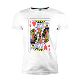 Мужская футболка премиум с принтом Король черви в Санкт-Петербурге, 92% хлопок, 8% лайкра | приталенный силуэт, круглый вырез ворота, длина до линии бедра, короткий рукав | азарт | атласная | карты | колода | масть | покер | червей | черви