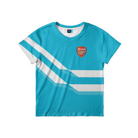 Детская футболка 3D с принтом Арсенал / FC Arsenal 2018 Blue в Санкт-Петербурге, 100% гипоаллергенный полиэфир | прямой крой, круглый вырез горловины, длина до линии бедер, чуть спущенное плечо, ткань немного тянется | 