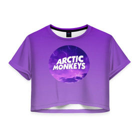 Женская футболка 3D укороченная с принтом Arctic Monkeys в Санкт-Петербурге, 100% полиэстер | круглая горловина, длина футболки до линии талии, рукава с отворотами | алекс тёрнер | арктик | арктические мартышки | гаражный | группа | джейми кук | инди рок | манкис | музыка | мэтт хелдер | ник о мэлли | обезьяна | постпанк ривайвл | психоделический | рок