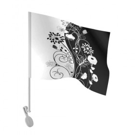 Флаг для автомобиля с принтом Retro flower в Санкт-Петербурге, 100% полиэстер | Размер: 30*21 см | blossom | flower | garden stuff | green stuff | бабочки | узор | цветочный орнамент | цветы | цеточный узор