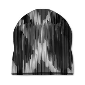 Шапка 3D с принтом Черно-белая штриховка в Санкт-Петербурге, 100% полиэстер | универсальный размер, печать по всей поверхности изделия | watercolor | абстракция красок | акварель | брызги красок | краска | потертость красок