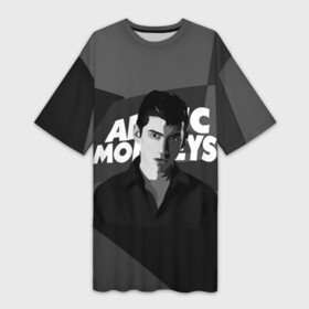 Платье-футболка 3D с принтом Солист Arctic Monkeys в Санкт-Петербурге,  |  | arc | алекс тёрнер | арктик | арктические мартышки | гаражный | группа | джейми кук | инди рок | манкис | музыка | мэтт хелдер | ник о мэлли | обезьяна | постпанк ривайвл | психоделический | рок