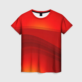 Женская футболка 3D с принтом Red line Fire в Санкт-Петербурге, 100% полиэфир ( синтетическое хлопкоподобное полотно) | прямой крой, круглый вырез горловины, длина до линии бедер | fire | абстракция | геометрия | красный | линии | огонь | пекло | полосы | узоры | ярость