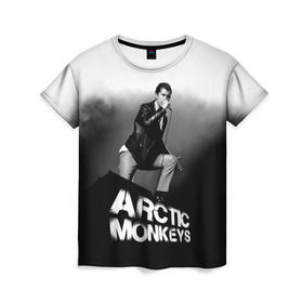 Женская футболка 3D с принтом Солист Arctic Monkeys в Санкт-Петербурге, 100% полиэфир ( синтетическое хлопкоподобное полотно) | прямой крой, круглый вырез горловины, длина до линии бедер | алекс тёрнер | арктик | арктические мартышки | гаражный | группа | джейми кук | инди рок | манкис | музыка | мэтт хелдер | ник о мэлли | обезьяна | постпанк ривайвл | психоделический | рок