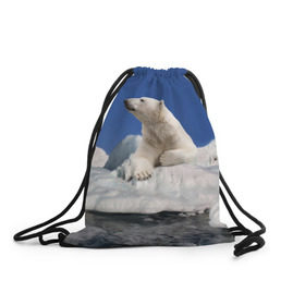 Рюкзак-мешок 3D с принтом Арктика в Санкт-Петербурге, 100% полиэстер | плотность ткани — 200 г/м2, размер — 35 х 45 см; лямки — толстые шнурки, застежка на шнуровке, без карманов и подкладки | animals | bear | ice | nature | polar bear | power | travel | белый медведь | животные | лёд | медведь | природа | путешествия | сила | снег