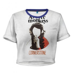 Женская футболка 3D укороченная с принтом Arctic Monkeys cornerstone в Санкт-Петербурге, 100% полиэстер | круглая горловина, длина футболки до линии талии, рукава с отворотами | алекс тёрнер | арктик | арктические мартышки | гаражный | группа | джейми кук | инди рок | манкис | музыка | мэтт хелдер | ник о мэлли | обезьяна | постпанк ривайвл | психоделический | рок